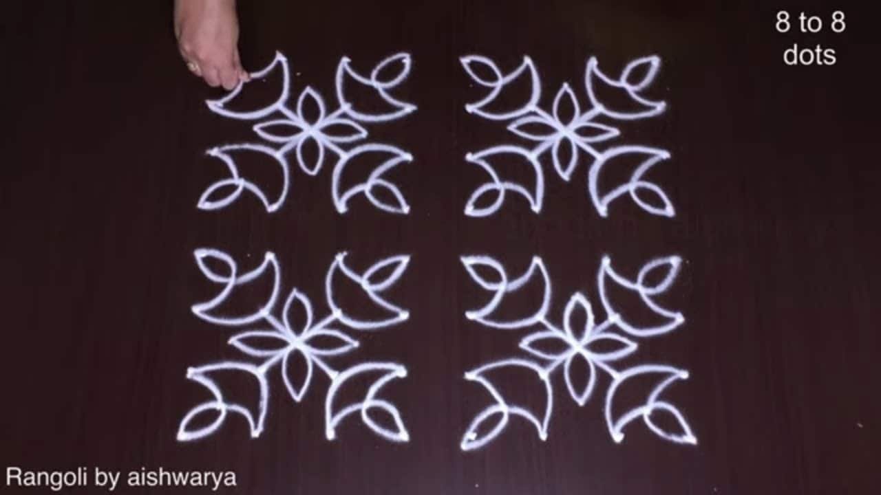 How to Draw Simple 8×8 Kolam