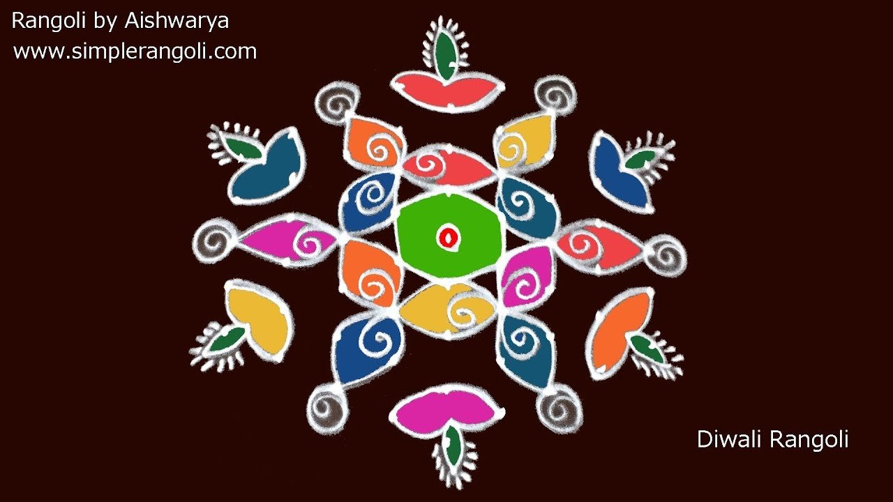 How to Draw Six Deepam Rangoli