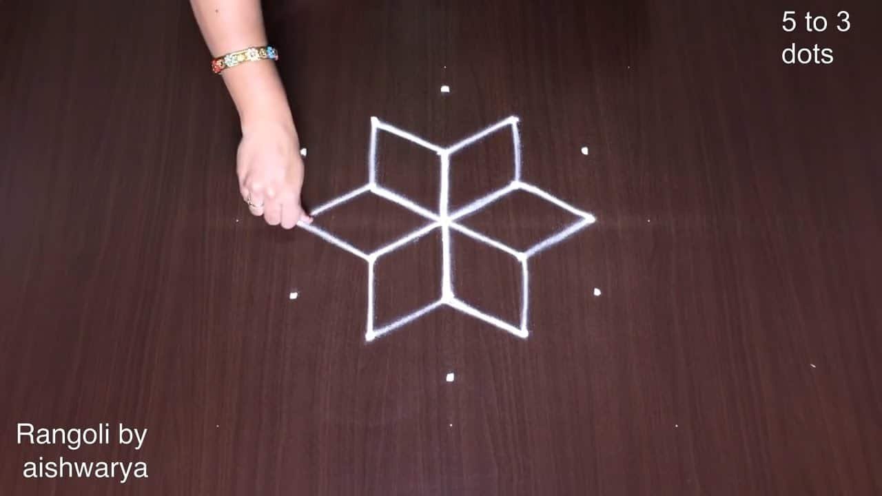 How to Draw Small Kolam 5 Dots