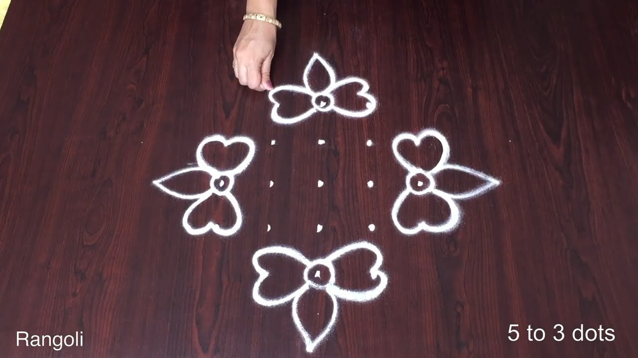 Kolam Designs 5 to 3 Dots