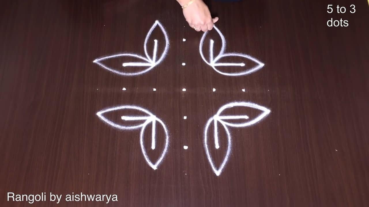 Kolam Poo Designs With 5 Dots