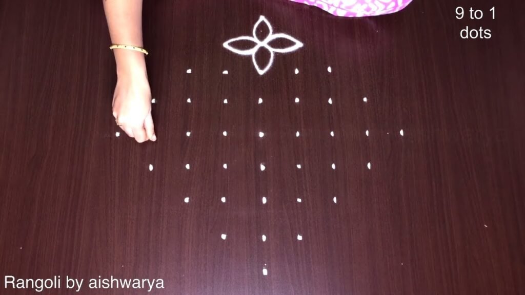 9×1 dots Lakshmi puja kolam