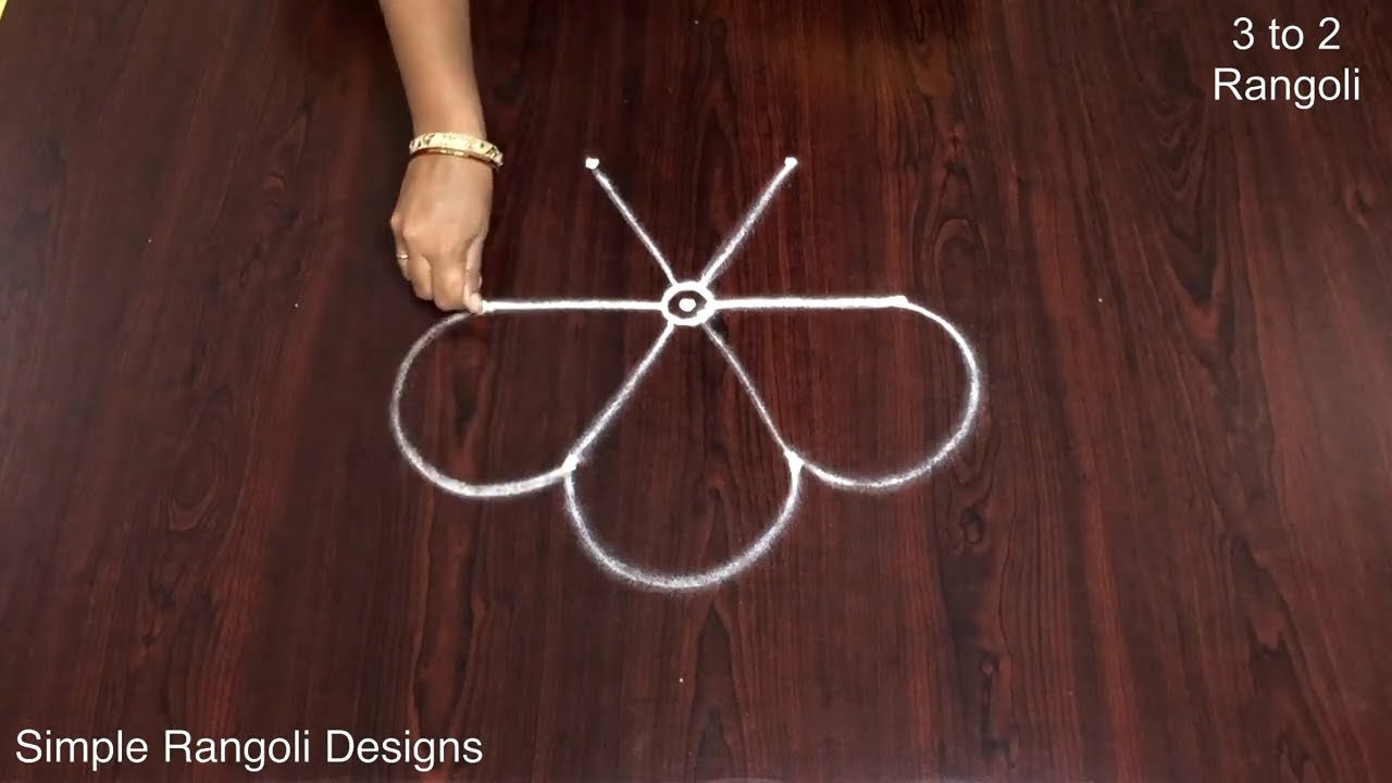 Latest 3 dots Easy Rangoli by Aishwarya