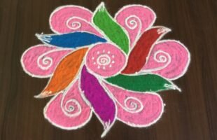 Latest Flower Rangoli Designs With 9 to 5