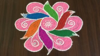 Latest Flower Rangoli Designs With 9 to 5