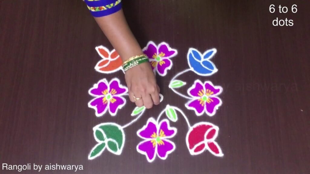 Friday flower diya muggulu