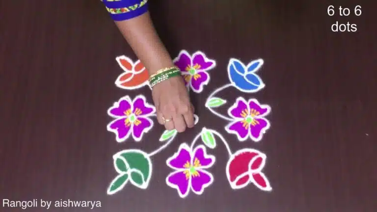 Friday flower diya muggulu