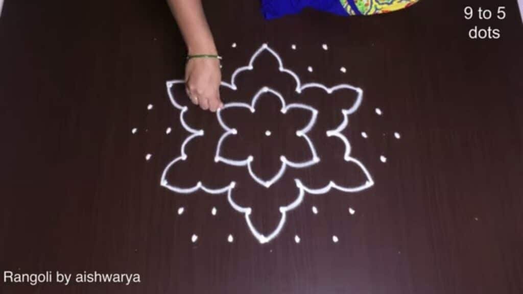 9×5 dots hand rangoli