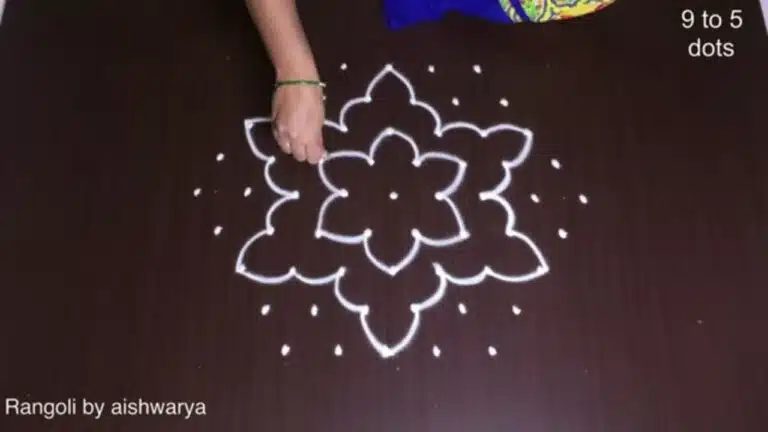 9×5 dots hand rangoli