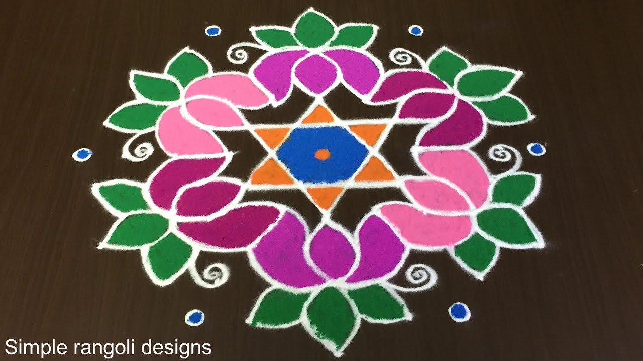 Lotus Flowers Rangoli Designs for Sankranti