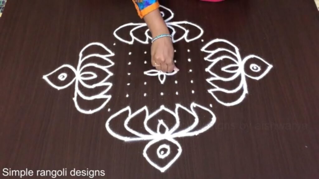15-to-1 dot lotus rangoli