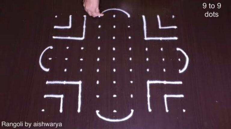 Navratri rangoli with 9 dots