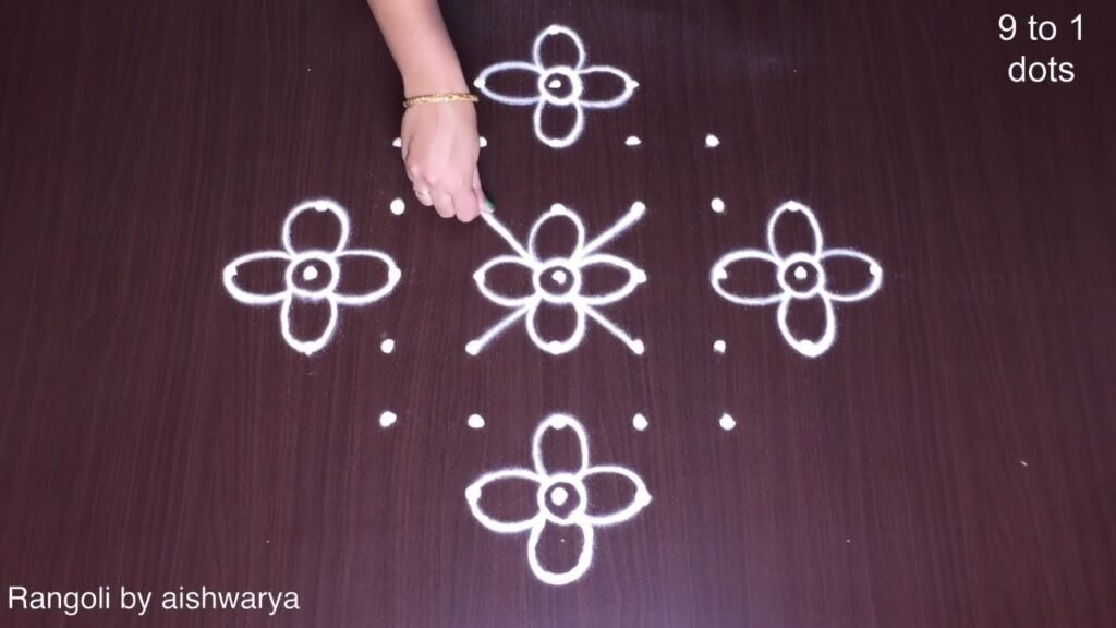 9 dots flower kolam