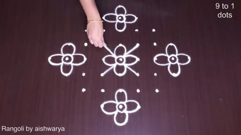 9 dots flower kolam