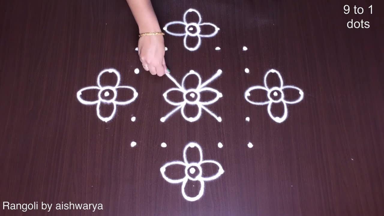 New Model Poo Kolam 9 Dots