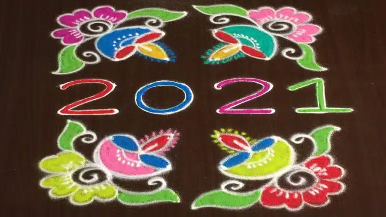 6×2×2 dots New Year diya kolam