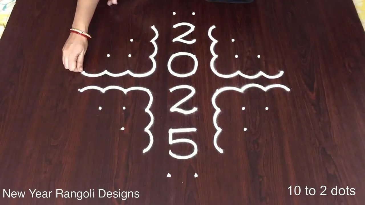 New Year 2025 Kolam 10 Dots