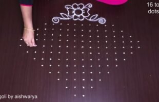 New Year Andamaina Puvvu Muggulu With 16 To 2 Dots