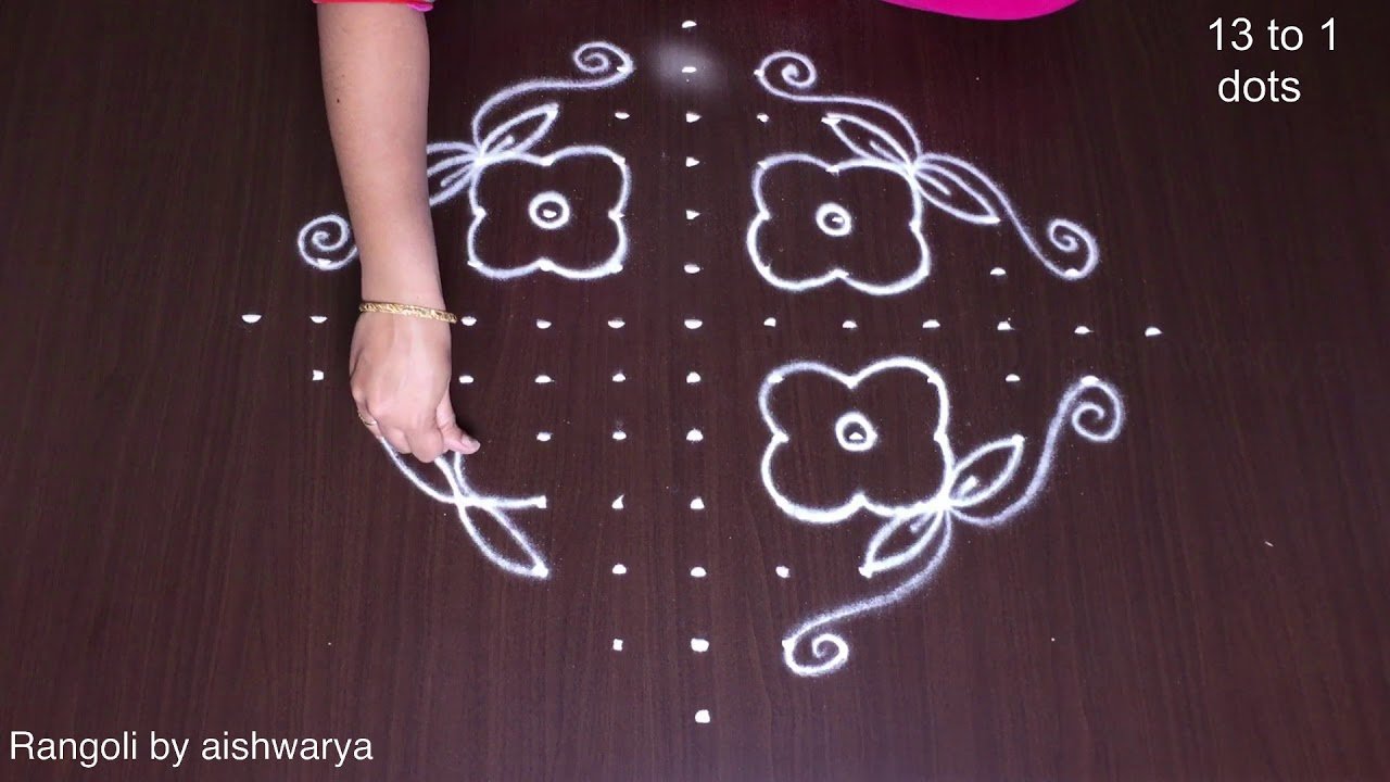 New Year Kolam With 13 Dots