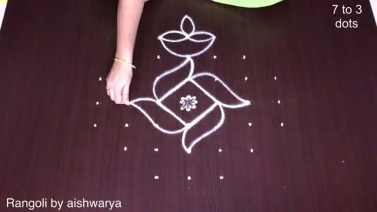 Step-by-step Pandaga Muggulu Beautiful Deepam tutorial