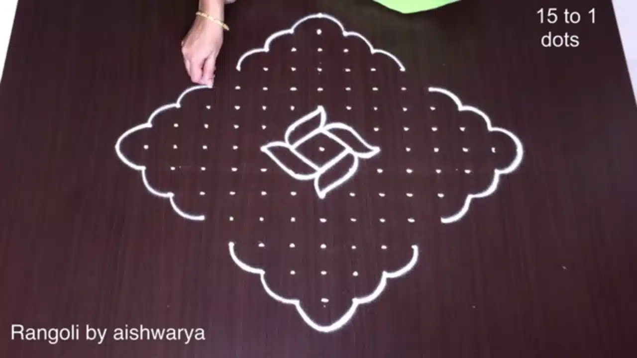 15×1 dots butterfly rangoli for Pongal