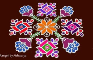 Pongal Colour Kolam With Dots 15×3