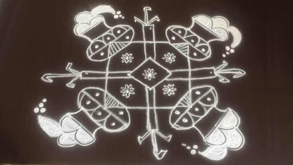 7×7 dots Pongal pot rangoli