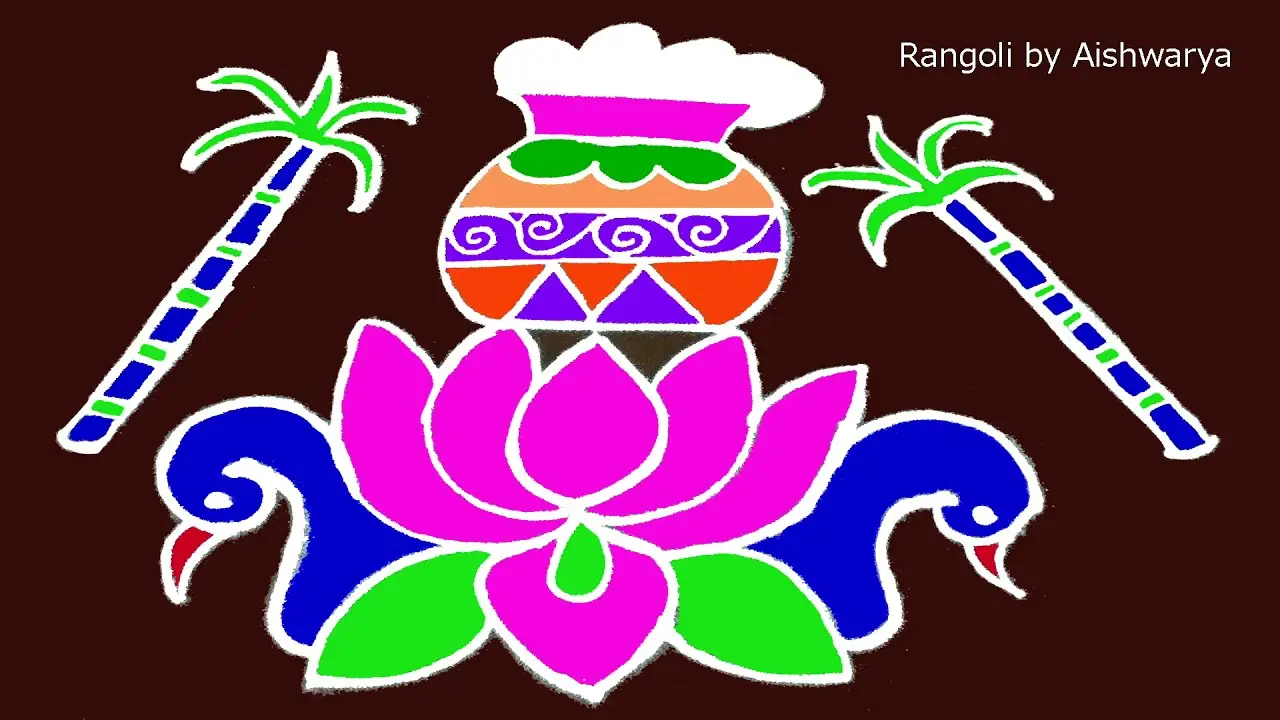 Pongal Pot Kolam Designs Easy