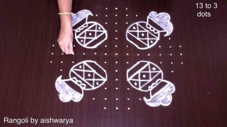13×3 dots Pongal pot rangoli