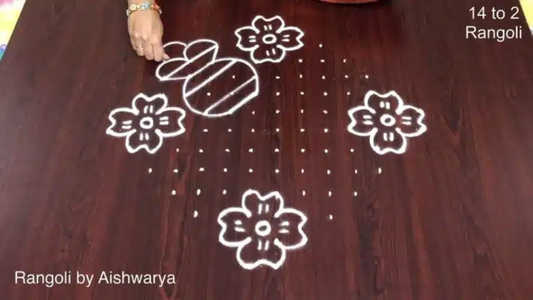 Step-by-step Pongal Rangoli Designs tutorial
