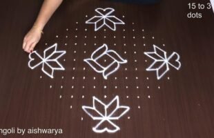 Pongal Rangoli Designs With 15×3 Dots