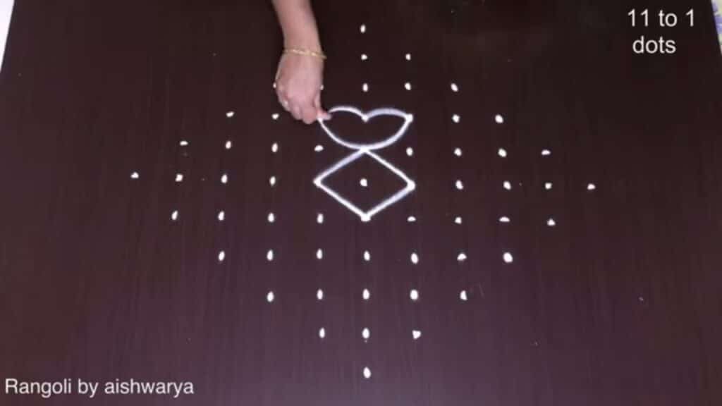 11×1 dots rangoli