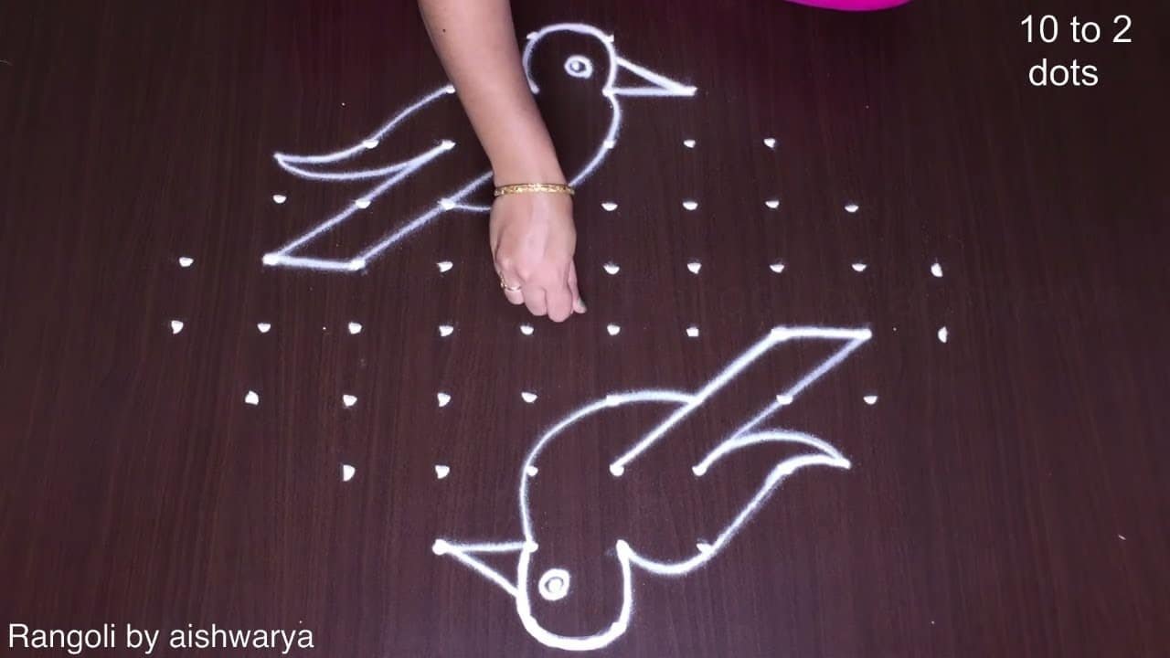 Pretty Simple Birds and Flowers Kolam