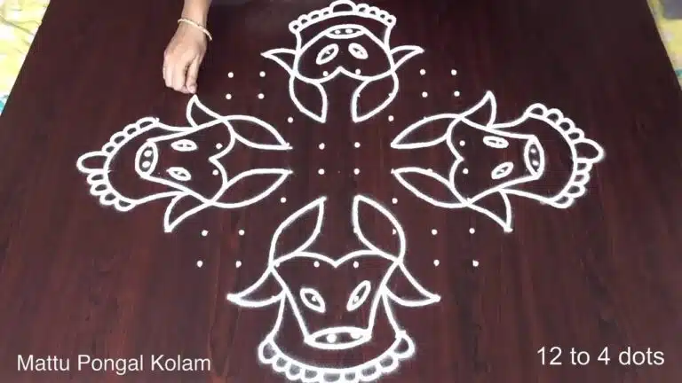 pulli kolam with 12 dots