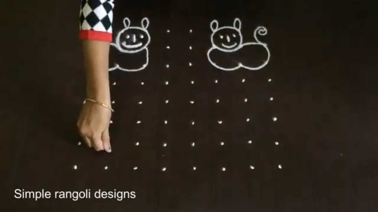 Rabbit Rangoli With 8×8 Dots