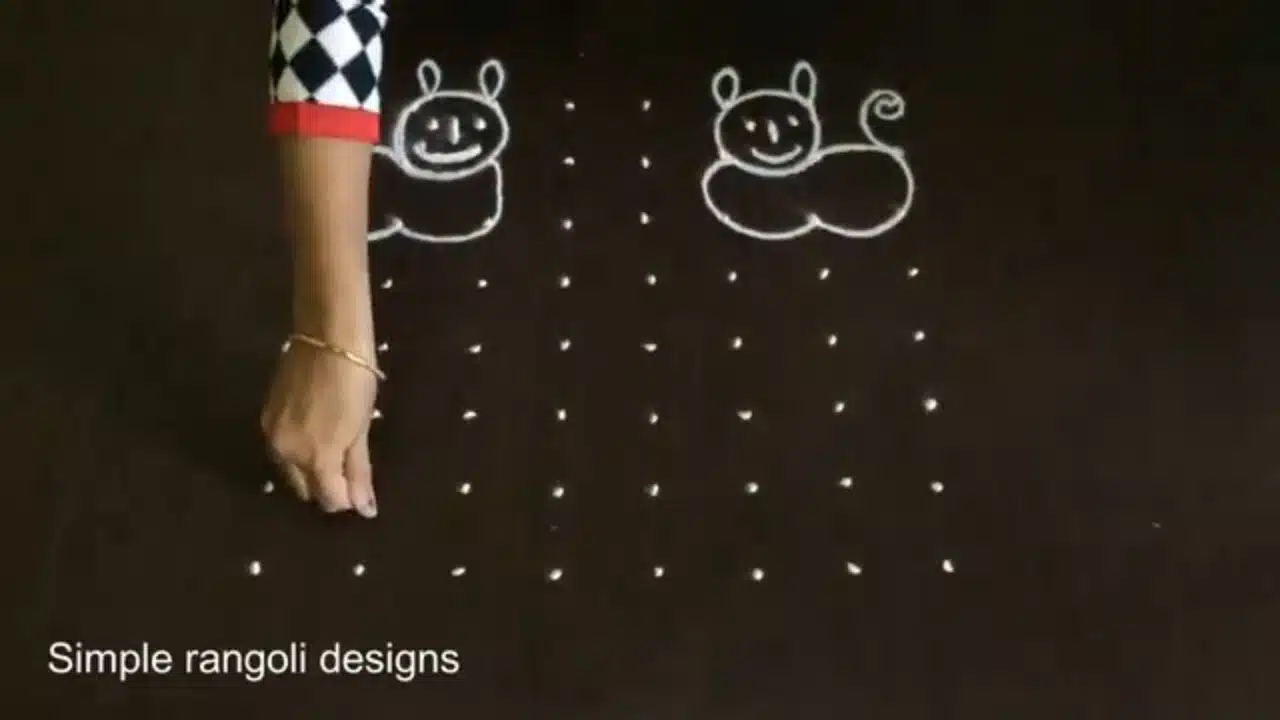 8×8 dots rabbit rangoli