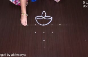 Rangavallikalu Muggulu 5 Dots Deepam Kolam