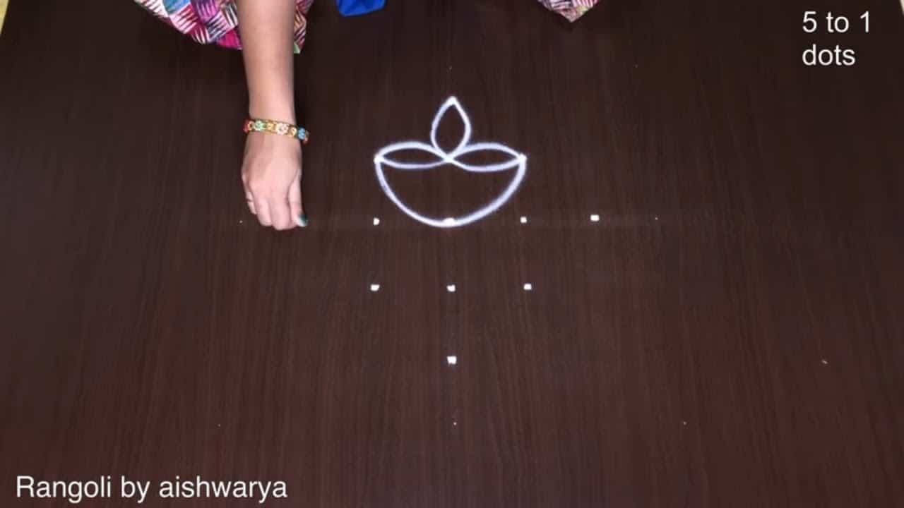 Rangavallikalu Muggulu 5 Dots Deepam Kolam