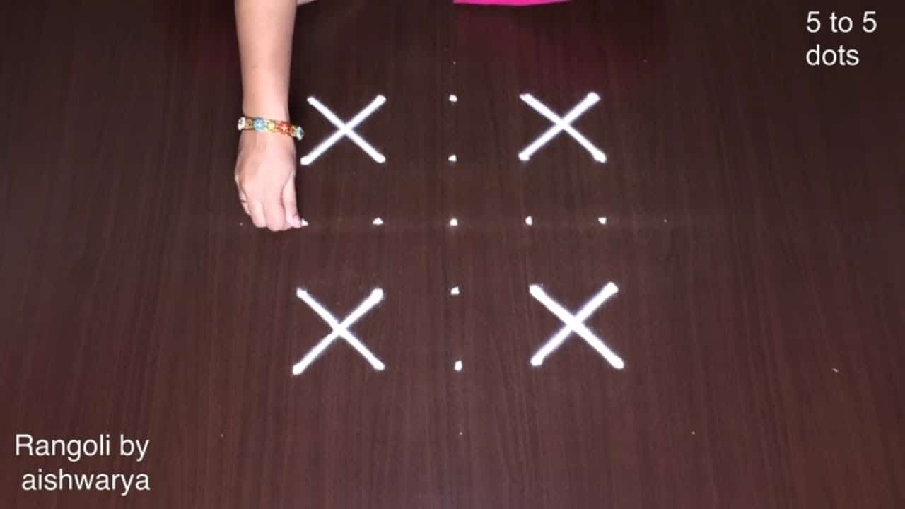 Rangoli Design With 5 Dots Easy Kolam