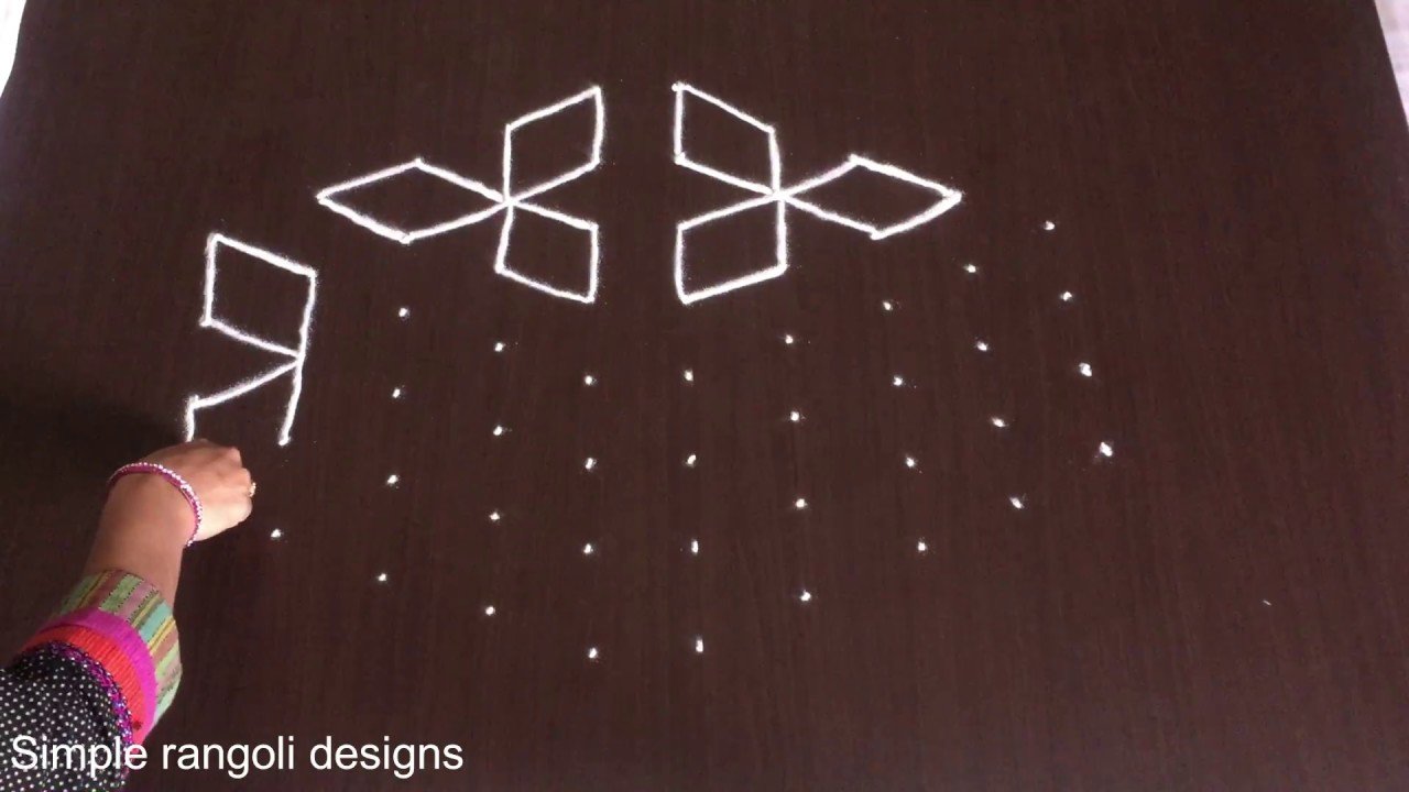 Rangoli Designs for Beginners With 8 Into 4 Dots