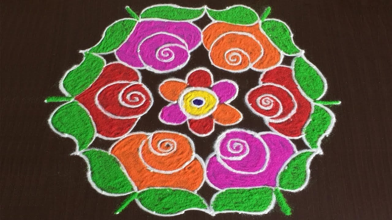 Rangoli Designs For Sankranti With 13 To 7 Dots
