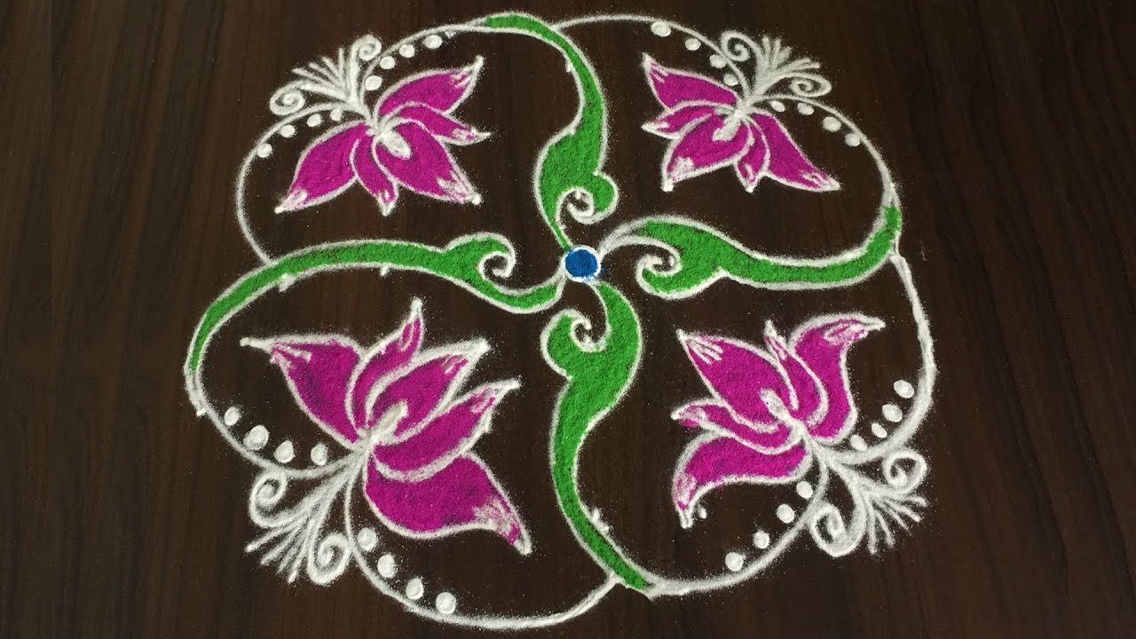 Rangoli Designs With 7 to 3 Dots