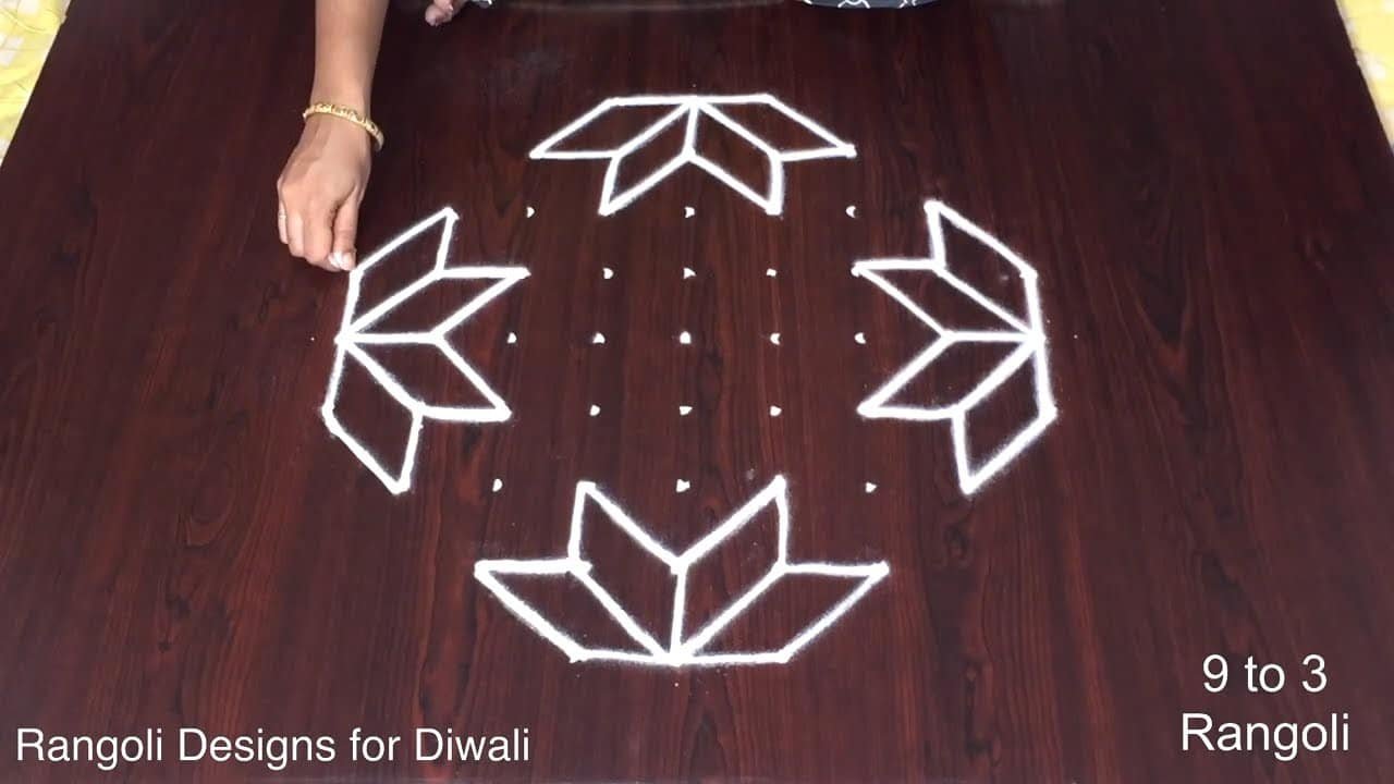 Rangoli for Diwali 9 Dots