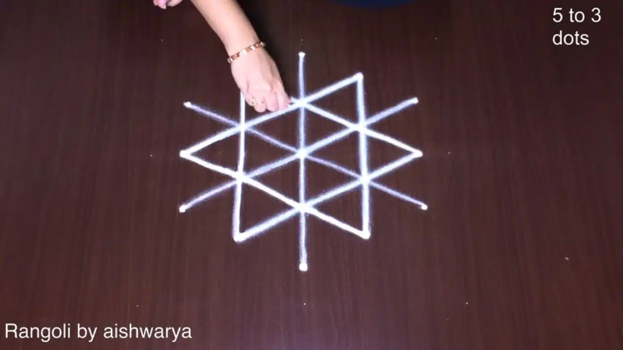 5-to-3 dot entrance rangoli