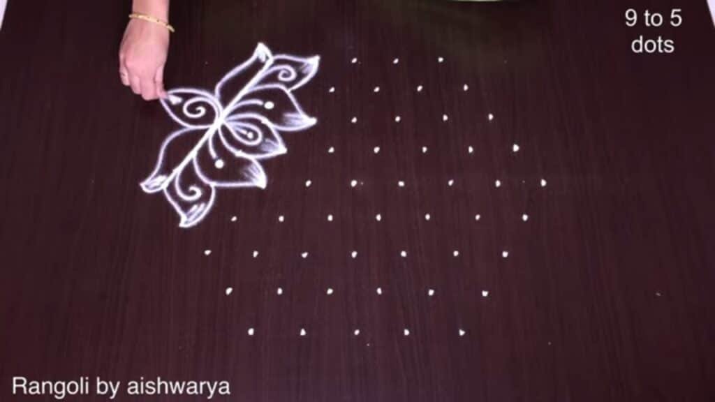 rose and lotus flower rangoli