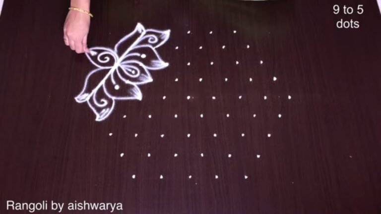 rose and lotus flower rangoli