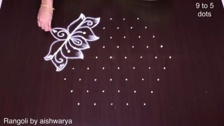 rose and lotus flower rangoli