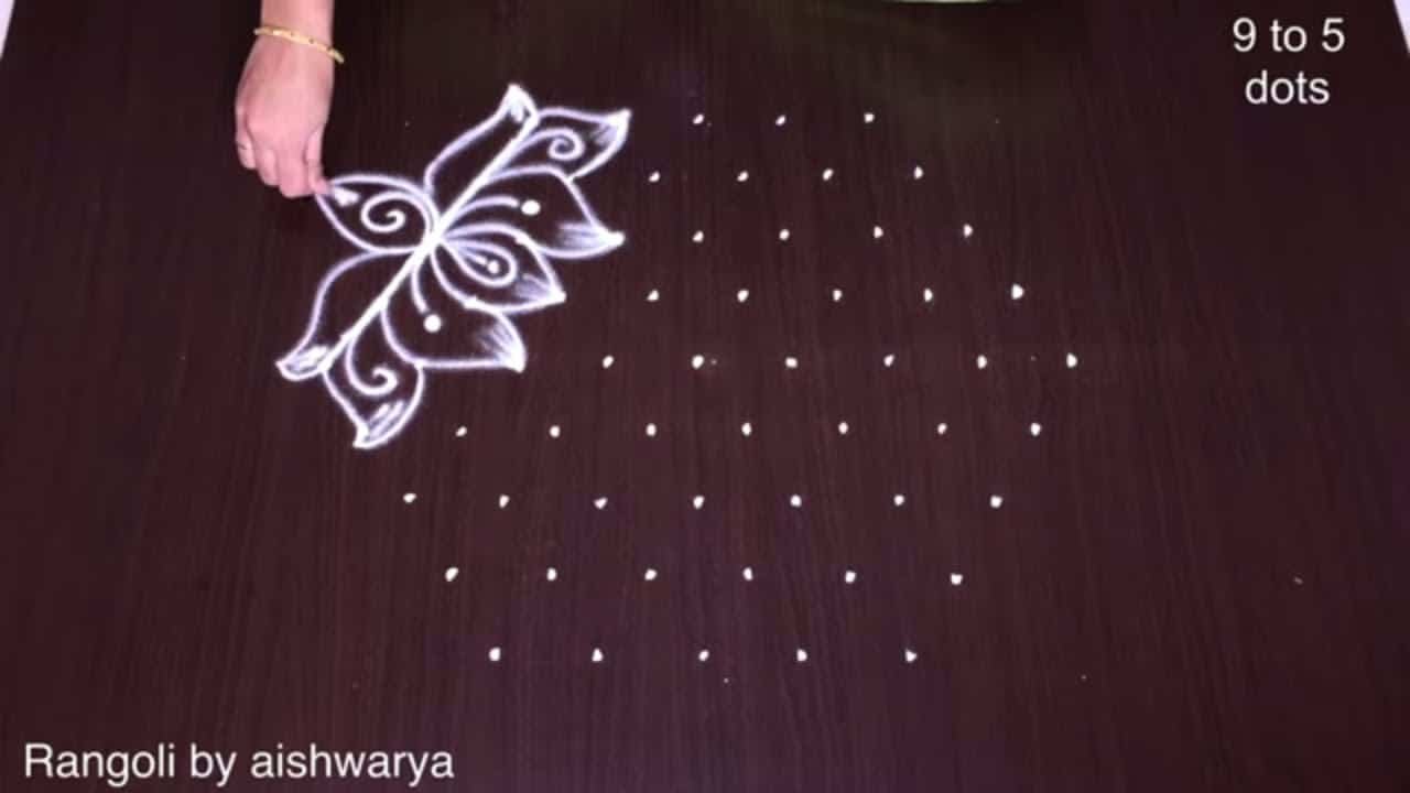 Rangoli Using Rose Lotus Flowers