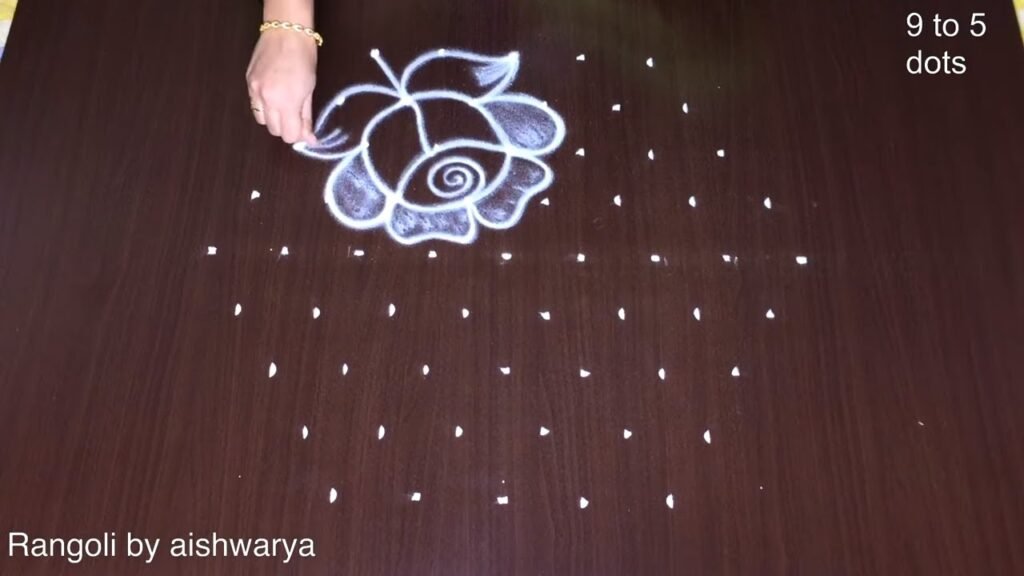 9×5 dots rose flower muggulu