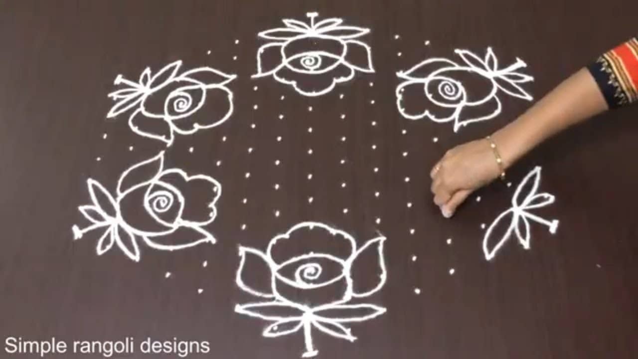 Rose Flower Kolam Designs